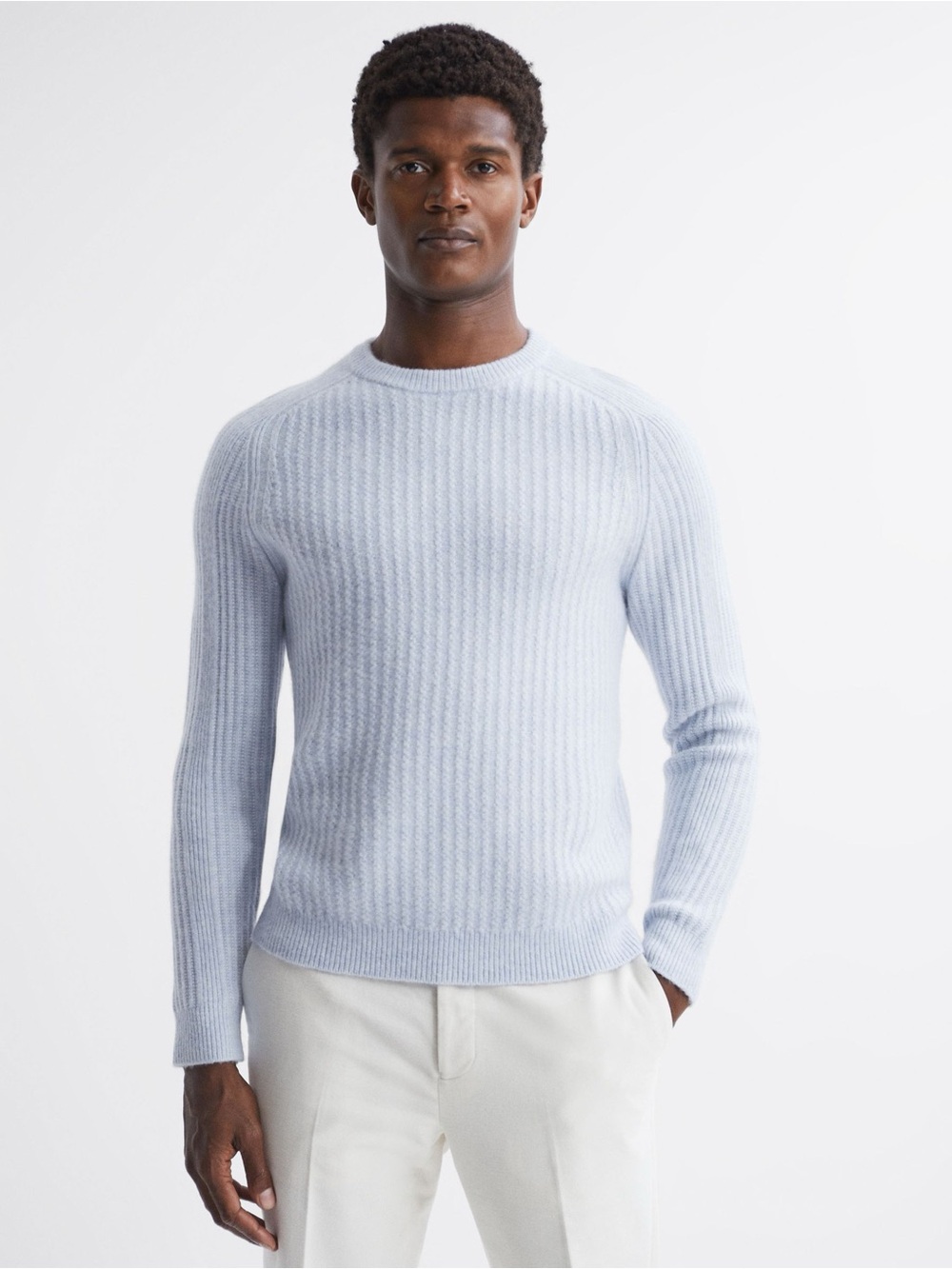 Reiss Sweater Crewneck Cotton-Wool Blur Men’s Medium Quiet Luxury